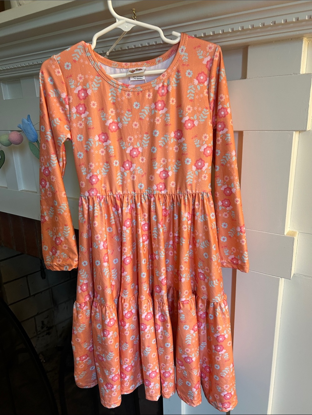 Girls Long Sleeve Floral Tier Dress Size 5/6
